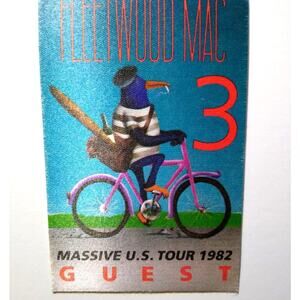 Fleetwood Mac Backstage Pass Original 1982 Rock Concert Dressed Bird On Bicycle